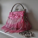 Vintage Roze Tas Tasje Strass Kralen Lovertjes 16 cm, Ophalen of Verzenden, Zo goed als nieuw, Roze, Schoudertasje