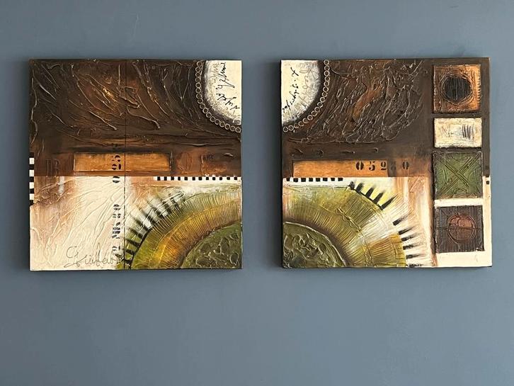 Cobra Schilderijen - Set van 2 - Acryl, Certificaat, Antiek en Kunst, Kunst | Schilderijen | Abstract, Ophalen