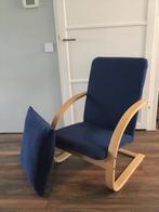 Comfortabele fauteuil met licht verend frame, Blauw, Zo goed als nieuw, Eén, Hout