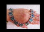 Bijzonder Mexicaanse Zilveren Collier Malachiet/Lapislazuli!, Verzenden, Zilver, Ketting, Met edelsteen