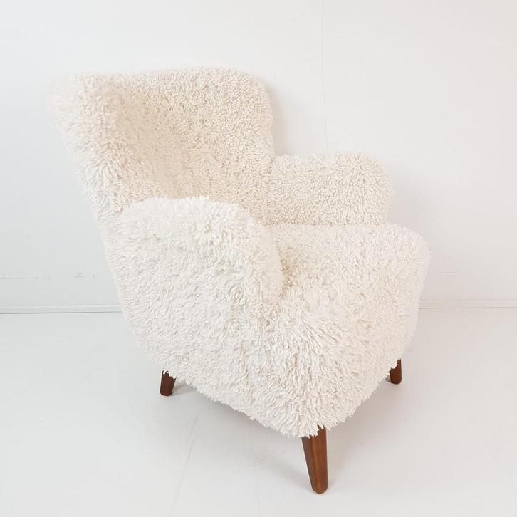 Artifort fauteuil pluche teddy off white stof | Theo Ruth, Huis en Inrichting, Fauteuils, Nieuw, Stof, 75 tot 100 cm, Verzenden