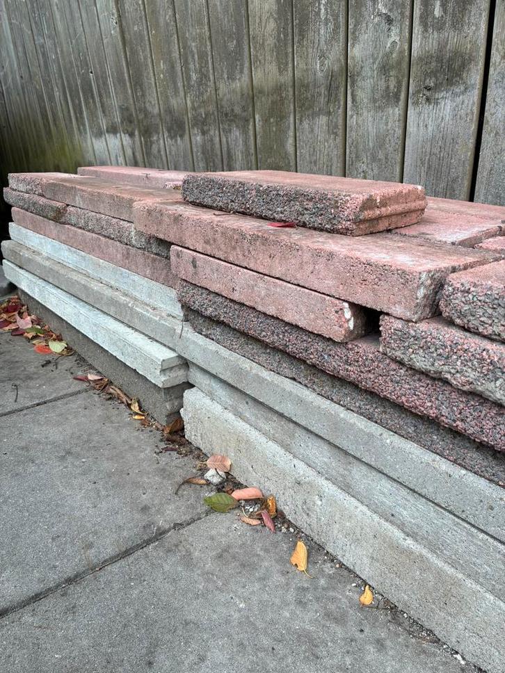 Betonbandjes diversen, Tuin en Terras, Tegels en Klinkers, Gebruikt, Overige typen, Beton, Minder dan 5 m², Ophalen