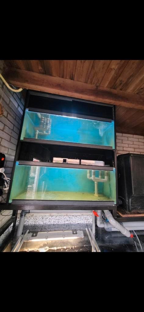 2x stapelbaar aquarium, incl verlichting/overlopen en drains, Dieren en Toebehoren, Vissen | Aquaria en Toebehoren, Zo goed als nieuw