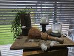 Decoratieve set met kaarsen en bezem, Antiek en Kunst, Ophalen of Verzenden