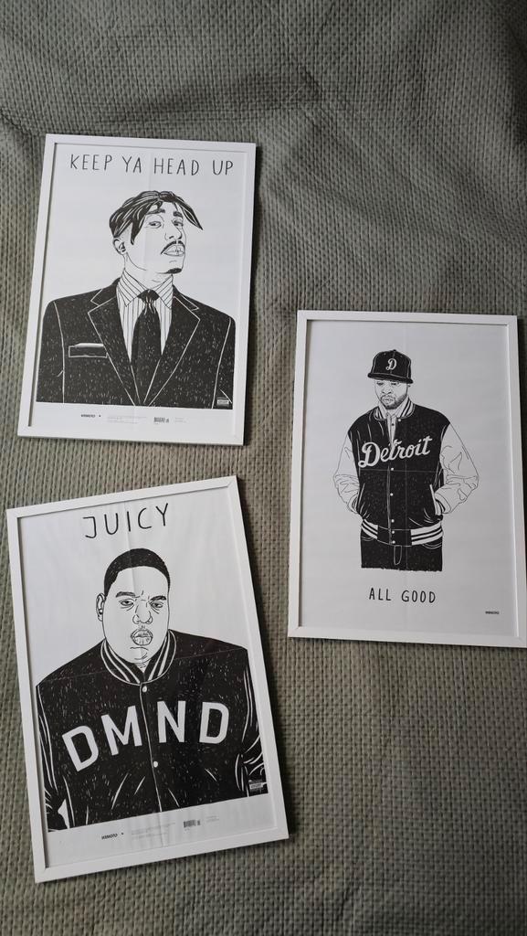 Hiphop Rap Posters - Set van 3 Ingelijste Prints, Cd's en Dvd's, Vinyl | Hiphop en Rap, Ophalen of Verzenden
