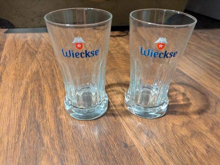 Wieckse Bierglazen - Set van 2, Antiek en Kunst, Antiek | Glas en Kristal, Ophalen of Verzenden