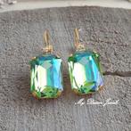 Oorbellen Octagon met o.a. Swa Helder Crystal & Green Shine, Met kristal, Overige materialen, Hangers, Verzenden