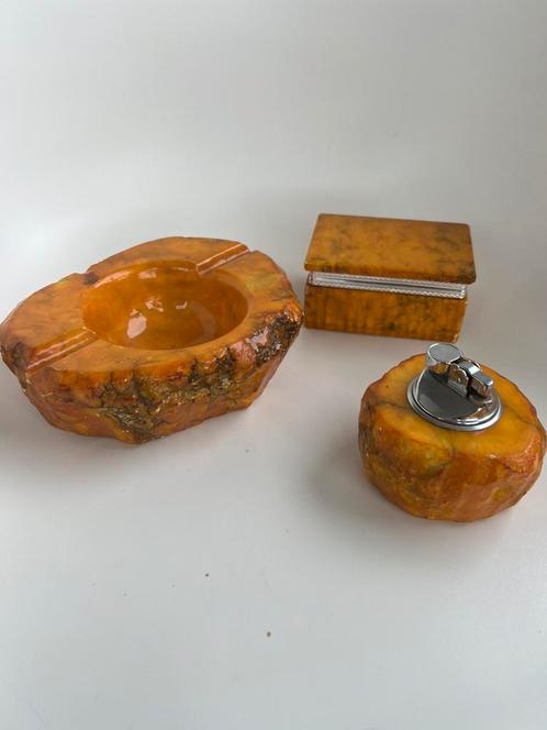 Albast onyx aansteker asbak rookset, Huis en Inrichting, Woonaccessoires | Overige, Gebruikt, Ophalen of Verzenden