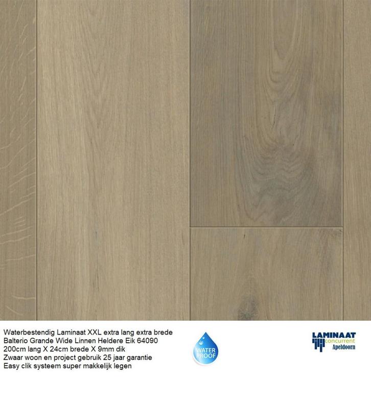 Waterbestendig Laminaat Heldere Eik 64090 Top kwaliteit, Huis en Inrichting, Stoffering | Vloerbedekking, Nieuw, Laminaat, Crème