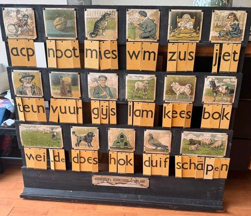Zeer oude klassikale aap, noot, Mies Hoogeveense leesplank, Antiek en Kunst, Antiek | Schoolplaten, Ophalen
