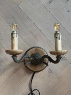Vintage messing, marmer lamp, wandlamp, muurlamp artdeco, Ophalen of Verzenden