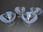 Vintage Art Deco Blue sparkle Glass Sundae dishes Bowls, Ophalen of Verzenden
