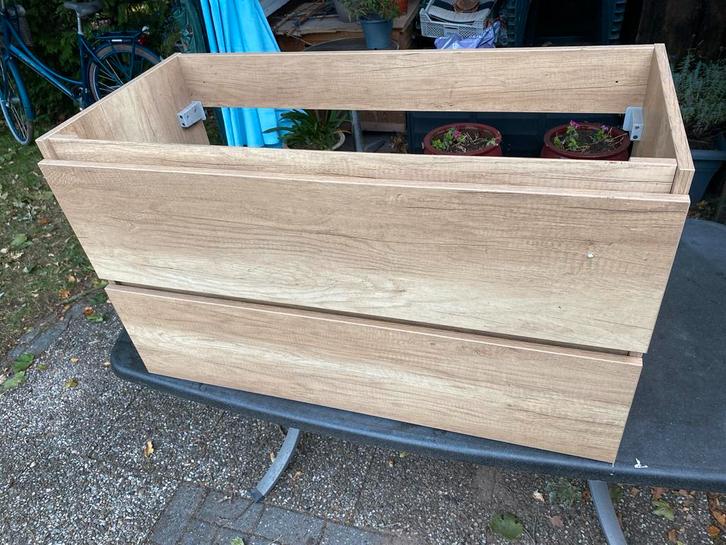 Wastafelkast met lades - Hout effect, Huis en Inrichting, Badkamer | Badkamermeubels, Zo goed als nieuw, Wastafelkast, Minder dan 100 cm