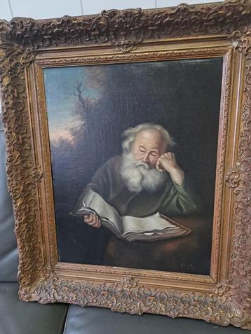 Oud Schilderij met Lijst beschikbaar voor biedingen