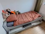 Woood Dennis Bed 90 x 200 cm - Grijs met lade voor spullen!, Ophalen, Gebruikt, 70 tot 85 cm, Matras