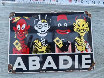 Antiek emaille deurpost bordje ABADIE rookwaar bord reclame beschikbaar voor biedingen