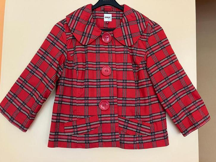 Schotse ruit jasje Twiggy mt M, Kleding | Dames, Jassen | Zomer, Zo goed als nieuw, Maat 38/40 (M), Rood, Ophalen of Verzenden