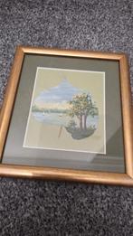 Klein schilderij op blaadje geschilderd, Antiek en Kunst, Ophalen of Verzenden