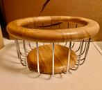 Vintage NIEUW Hout/metaal Fruit- en Broodmand. Ø25 cm, Ophalen of Verzenden, Nieuw