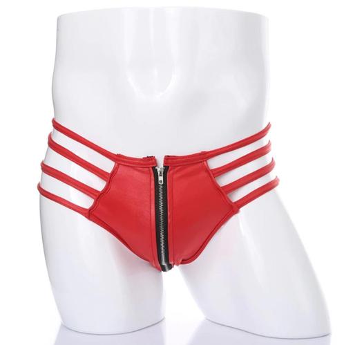 Heren rode kunst leren string met rits / g-string mannen, Kleding | Heren, Ondergoed, Slip, Rood, Verzenden