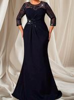 Donkerblauwe Galajurk met kant en mouwen mt 48, Kleding | Dames, Gelegenheidskleding, Galajurk, Blauw, Maat 46/48 (XL) of groter