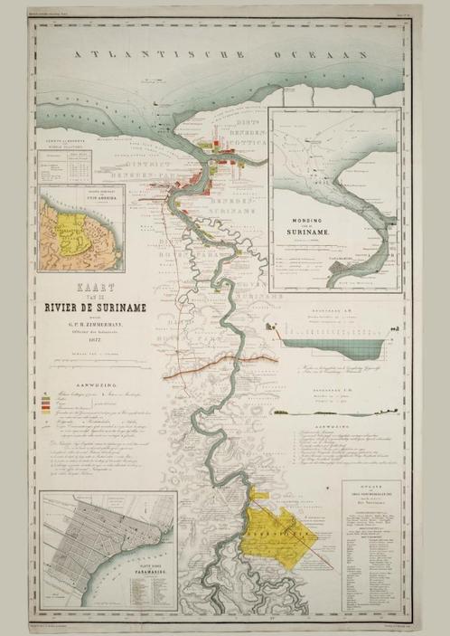 Grote landkaart van Suriname - zeldzaam POSTERFORMAAT!, Boeken, Atlassen en Landkaarten, Zo goed als nieuw, Landkaart, Wereld