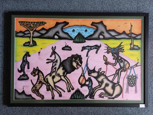 Tekening Kivuthi Mbuno Kenia, Antiek en Kunst, Kunst | Niet-Westerse kunst, Ophalen