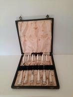 Vintage set gebaksvorkjes in etui – verzilverd, Ophalen of Verzenden