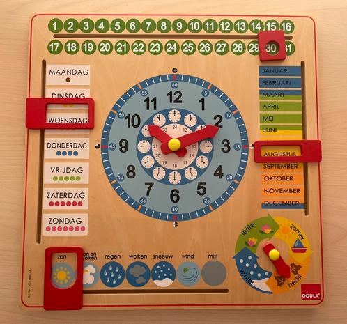 Goula houten kalenderklok, Kinderen en Baby's, Speelgoed | Houten speelgoed, Zo goed als nieuw, Overige typen, Ophalen