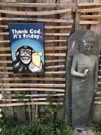 Handbeschilderd wandbord hout uit bali indonesie aap, Huis en Inrichting, Verburgt Vintage, Nieuw, Ophalen of Verzenden, https://verburgtvintage.nl/#contact