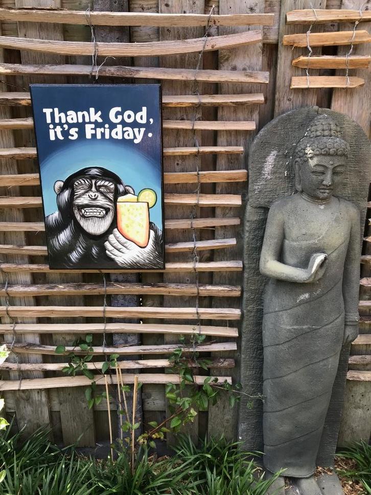 Handbeschilderd wandbord hout uit bali indonesie aap, Huis en Inrichting, Woonaccessoires | Wanddecoraties, Nieuw, Ophalen of Verzenden