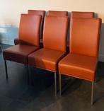 6 lederen stoelen, Huis en Inrichting, Stoelen, Overige kleuren, Leer, Ophalen of Verzenden, Zo goed als nieuw