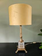 Vintage tafellamp van glas en messing met leeuwenpootjes, Huis en Inrichting, Lampen | Vloerlampen, Gebruikt, Vintage, Ophalen of Verzenden