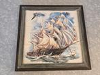 Vintage tegel tableau Zeilschip tegeltableau Santa Maria, Ophalen of Verzenden