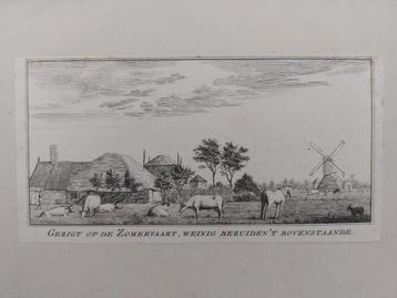 5 / Gezigt op de Zomervaart in Haarlem Gravure uit jaar 1761 beschikbaar voor biedingen