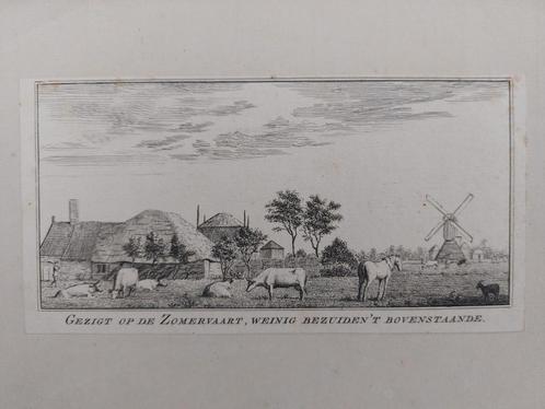5 / Gezigt op de Zomervaart in Haarlem Gravure uit jaar 1761, Antiek en Kunst, Kunst | Etsen en Gravures, Ophalen of Verzenden