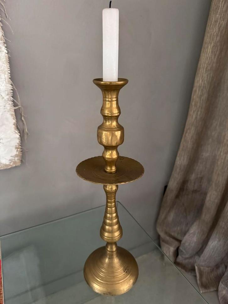 Grote zware koperen kandelaar Marrakech Boho Ibiza Tópstuk, Huis en Inrichting, Woonaccessoires | Kandelaars en Kaarsen, Minder dan 25 cm