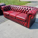 Chesterfield bank Engels antiek rood + BEZORGING GRATIS, Chesterfield, Ophalen of Verzenden, Zo goed als nieuw, Rechte bank