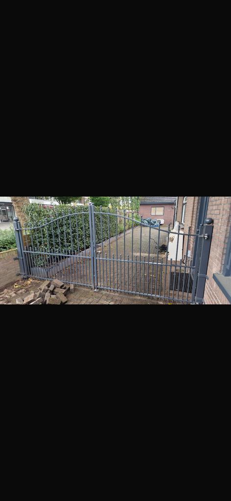 Prachtige antraciete sierpoort/tuinpoort/tuinhek, Tuin en Terras, Tuinpoorten, Zo goed als nieuw, Looppoort, IJzer, 150 tot 200 cm