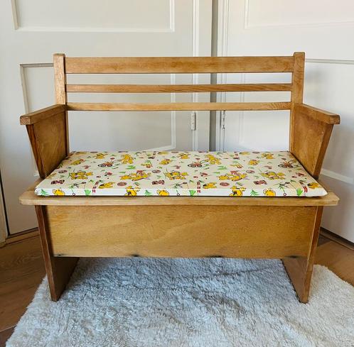 Vintage klepbankje opbergbankje speelgoedbankje bankje kind, Kinderen en Baby's, Kinderkamer | Overige Meubels, Gebruikt, Ophalen