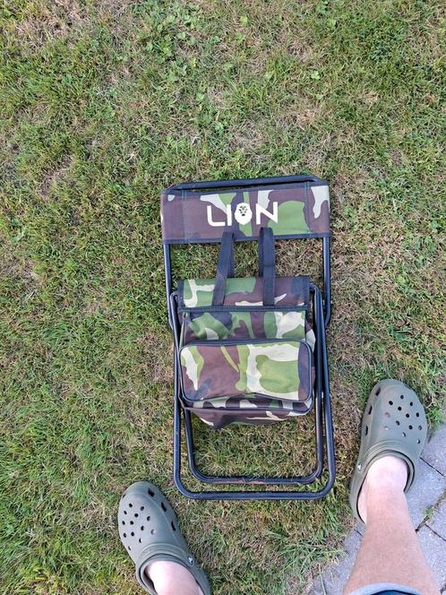 Lion Visstoel Inklapbaar met Opbergvakken, Watersport en Boten, Hengelsport | Algemeen, Gebruikt, Ophalen of Verzenden