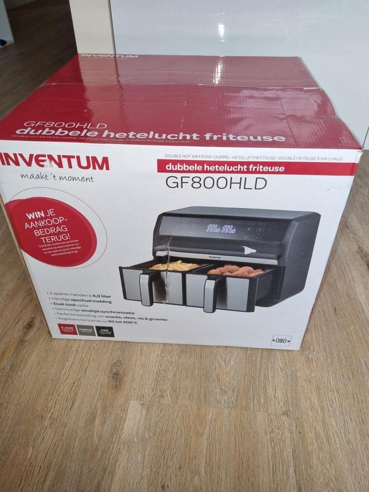 Inventum GF800HLD Airfryer - Nieuw in doos!, Witgoed en Apparatuur, Frituurpannen, Nieuw, 4 liter of meer, Duo-friteuse, Uitneembare binnenpan