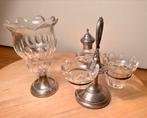 Ontbijtset kristal en zilver, 2-delig, gemerkt (schade), Ophalen