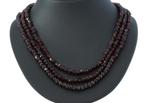Granaat vintage 3-strengs dames ketting fraai slot zilver, Sieraden, Tassen en Uiterlijk, Antieke sieraden, Ophalen of Verzenden