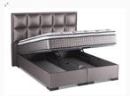 2 persoons boxspring met opbergruimte, Bruin, Gebruikt, Tweepersoons, 200 cm