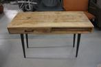Mooi smal bureau / sidetable metaal mangohout met lade, Huis en Inrichting, Bureaus, Ophalen, Nieuw