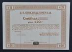 R.S. Stokvis & Zonen (Solex/Puch/Erreskoffie ) - 1917, Postzegels en Munten, Aandelen en Waardepapieren, Certificaat van aandeel