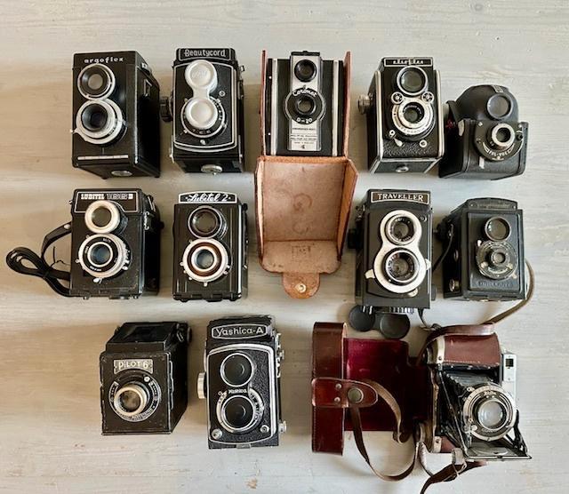 12 6x6 analoge camera's, Audio, Tv en Foto, Fotocamera's Analoog, Gebruikt, Spiegelreflex, Overige Merken, Ophalen
