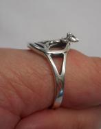 Zilveren vintage ring met vos maat 19.25 nr.135, Sieraden, Tassen en Uiterlijk, Ringen, Verzenden, 19 tot 20, Zo goed als nieuw