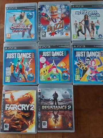 PS3 games just dance, buzz met buzzers, resistance far cry